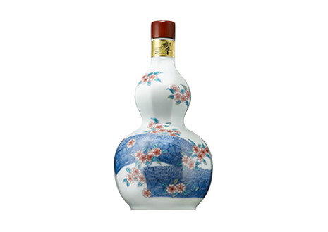 サントリーウイスキー 響２１年 有田焼 色絵柴垣桜文面取瓢形瓶 ２００２